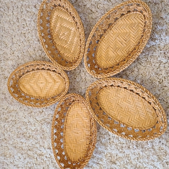 Straw wicker baskets set of 5 - Picture 1 of 12